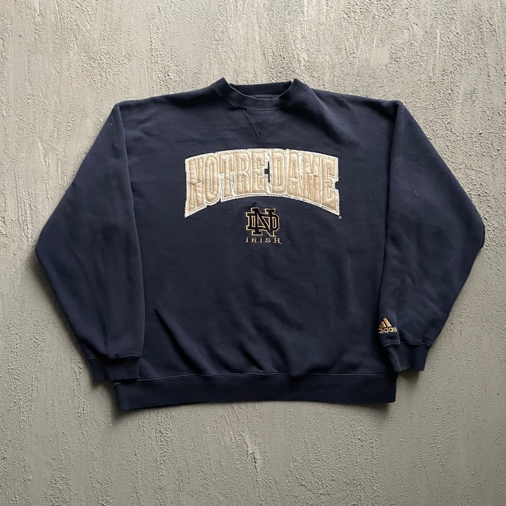 Vintage Notre Dame Pullover Sweatshirt Men Large Blue 90s Adidas